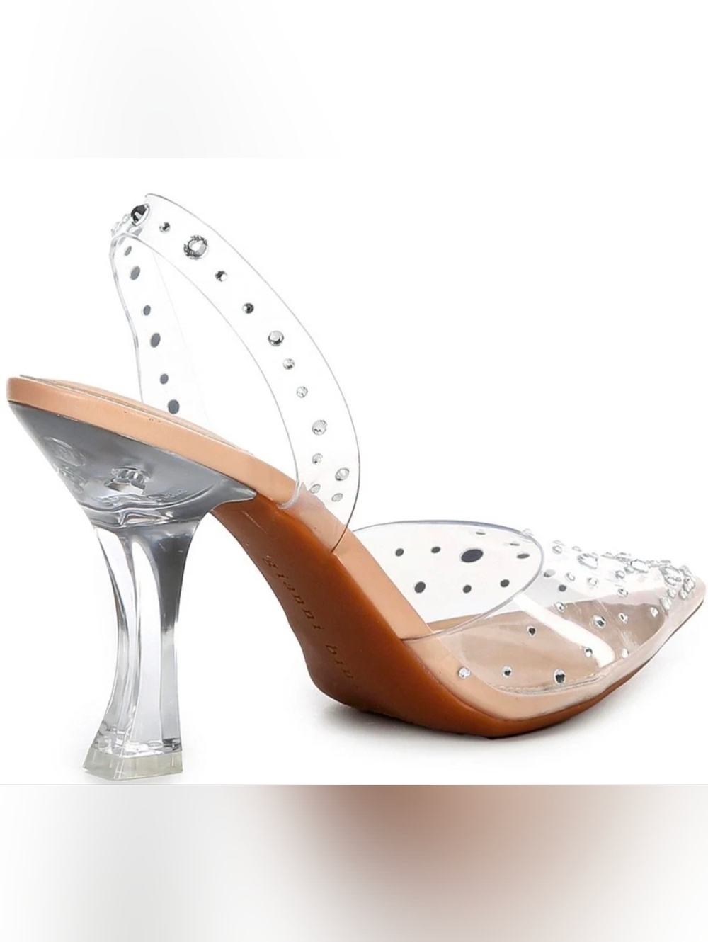 CasideeTwo Clear Vinyl Rhinestone Slingback Pumps - Picture 2 of 3